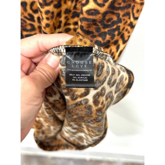 NWT Generation Love Puffed Sleeve Rezi Dress Brown Leopard Women's Size Medium - Picture 5 of 5